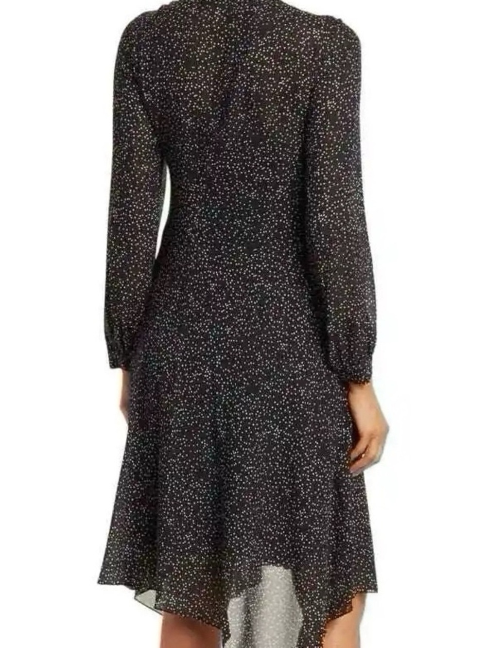 NEW Theory Tie Neck Drape Silk Dress Midi Multi Speckle Black - Picture 5 of 11
